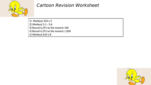 cartoon revision worksheet 87