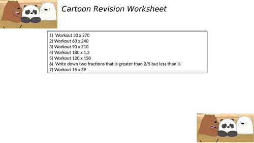 cartoon revision worksheet 99