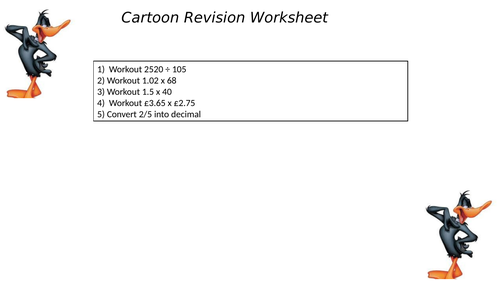 cartoon revision worksheet 100