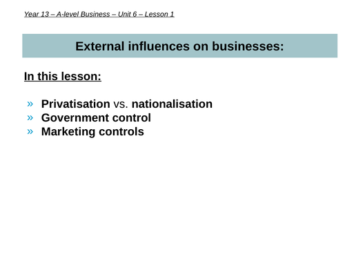 Privatisation & nationalisation (A-level Business)