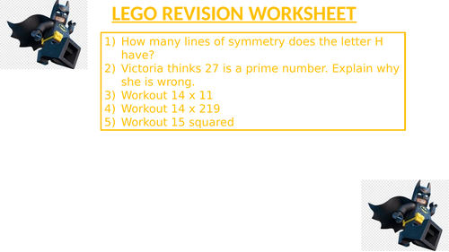 LEGO REVISION WORKSHEET 16