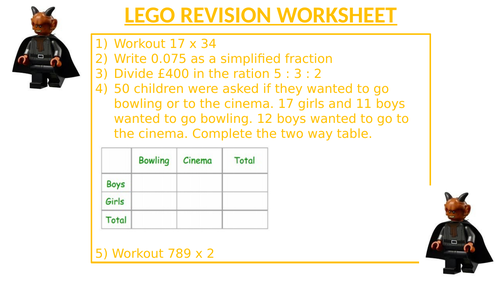 LEGO REVISION WORKSHEET 25