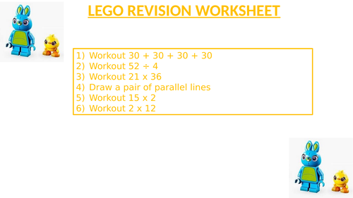 LEGO REVISION WORKSHEET 40