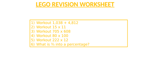 LEGO REVISION WORKSHEET 42