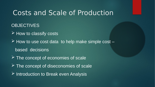 Costs and Scale of Production (1)