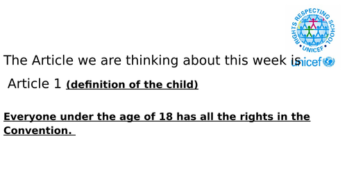 Rights Respecting Schools Article of the Week resource