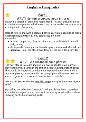 Little Red Riding Hood - expanded noun phrases
