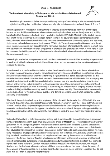 Aim Higher - Macbeth Disciplinary Literacy Booklet