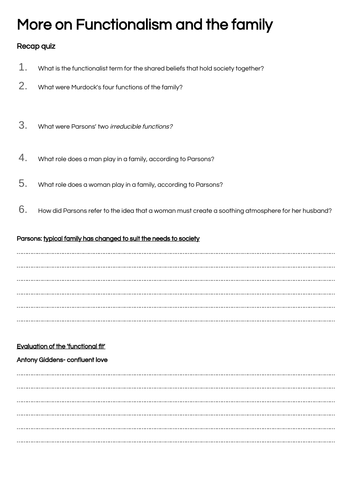 Functionalism and the Family