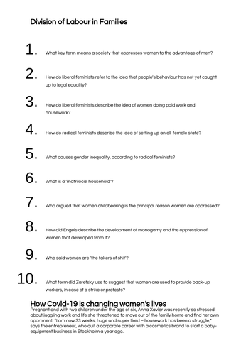 Power & Division of Labour in Families