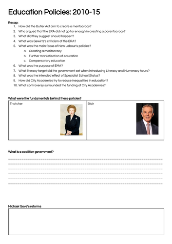 Coalition-era Education Policies- A-Level Sociology