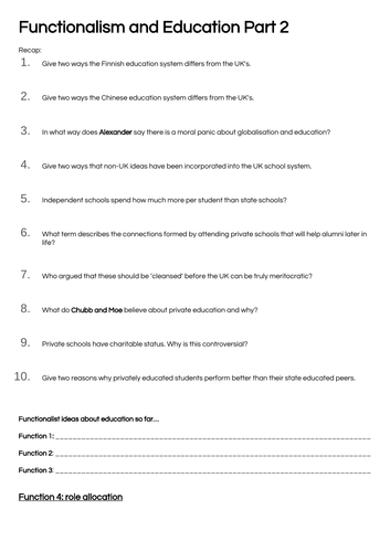 Functionalism & Education lesson 2