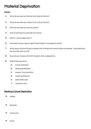 Material Deprivation & Education