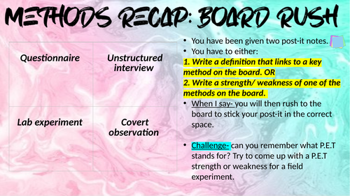 GCSE sociology [wjec]- Research method starter activities