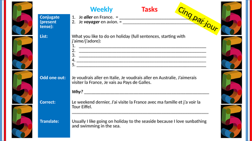 A retrieval task to revise the topic of holidays