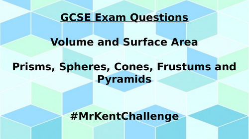 Volume and Surface Area GCSE Questions Differentiated Bronze Silver Gold Diamond