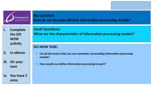 AQA A level PE Information Processing