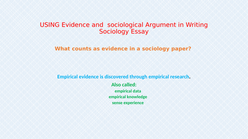 Using Argument, opinion, evidence and theory writing Sociology paper