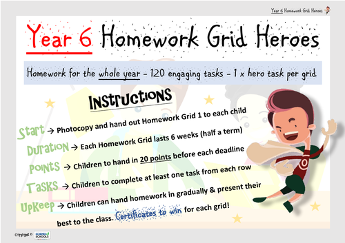 homework grid ideas year 6