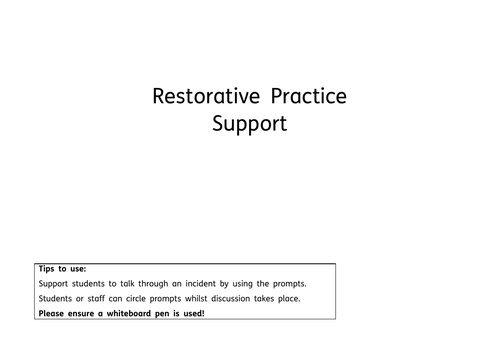 Restorative Practice Support SEN (Communicate in Print Symbols)