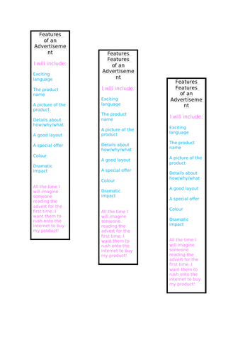Features of an Advertisement KS2