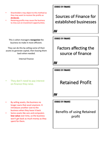Sources of Finance Flashcards