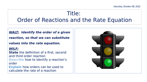 Order of Reaction and The Rate Equation