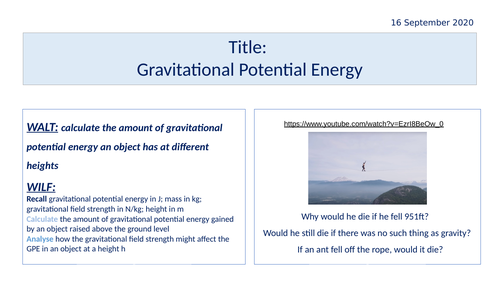 Gravitational Potential Energy Equation (F)