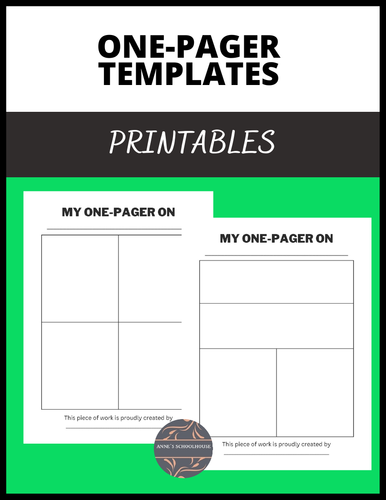 One-Pager Templates/Summary/Graphic Organizers