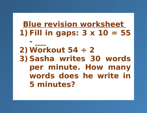 BLUE REVISION WORKSHEET 3