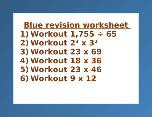 BLUE REVISION WORKSHEET 4