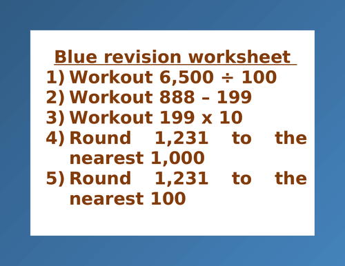 BLUE REVISION WORKSHEET 5