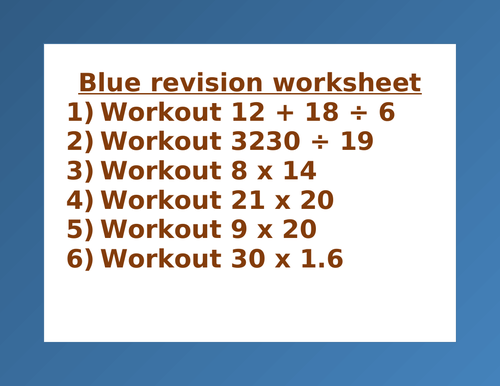 BLUE REVISION WORKSHEET 6