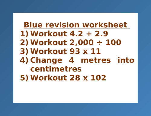 BLUE REVISION WORKSHEET 9