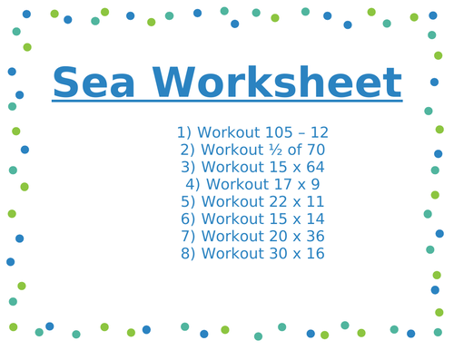 SEA REVISION WORKSHEET 3 | Teaching Resources