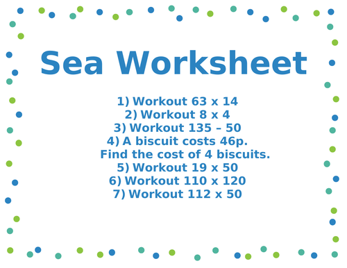 SEA REVISION WORKSHEET 4