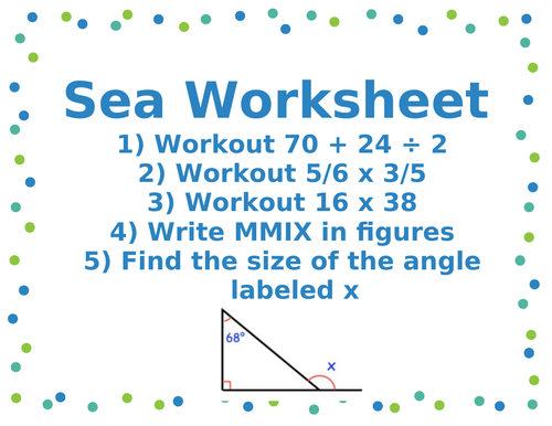 SEA REVISION WORKSHEET 6