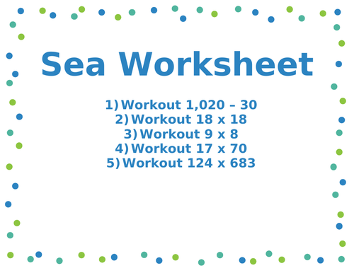 SEA REVISION WORKSHEET 9