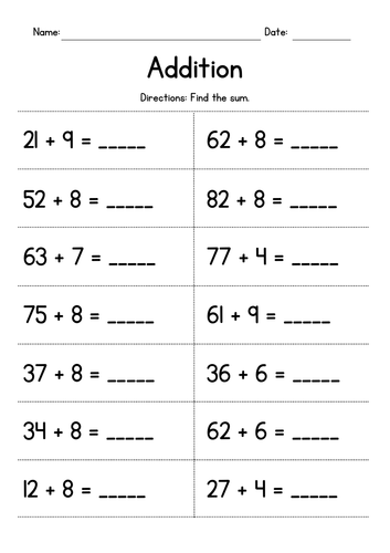 Adding 2-Digit and 1-Digit Numbers | Teaching Resources