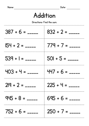 Adding 3-Digit and 1-Digit Numbers | Teaching Resources