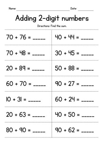 Adding Whole Tens to 2-Digit Numbers | Teaching Resources