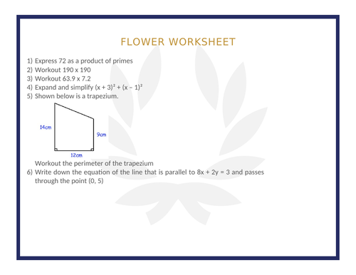 FLOWER REVISION WORKSHEET 2