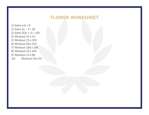 FLOWER WORKSHEET 5