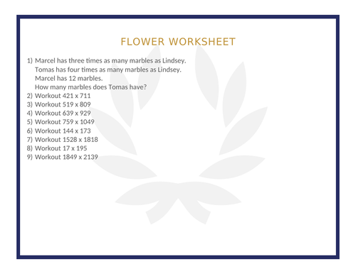 FLOWER WORKSHEET 7