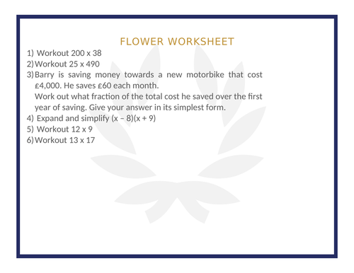 FLOWER WORKSHEET 8