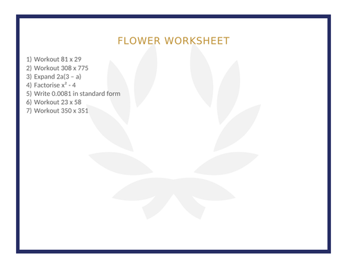 FLOWER WORKSHEET 13