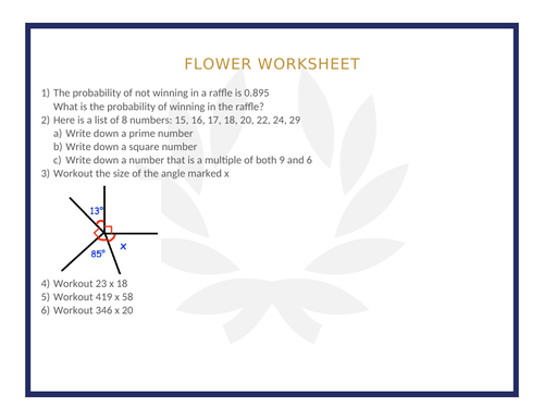 FLOWER WORKSHEET 14