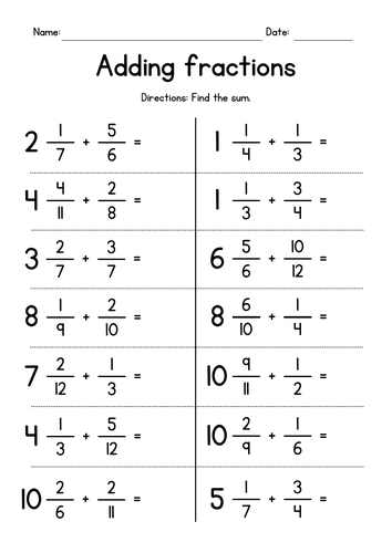 Adding Fractions  Add Fractions with Different Denominators