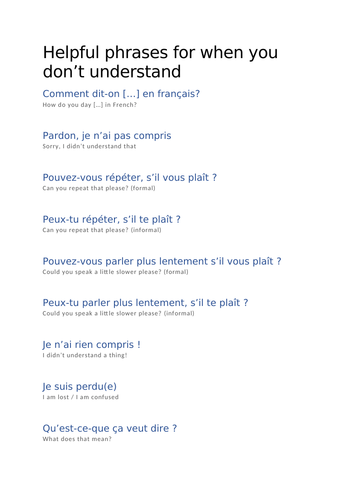 Asking for clarification in French