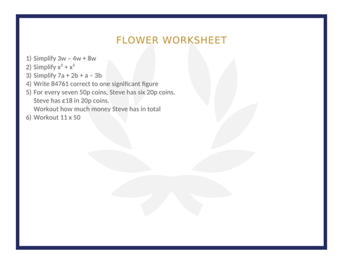 FLOWER WORKSHEET 15